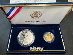 2002 Salt Lake Olympic 2 Coin Set $5 Proof Gold, $1 Proof Silver with COA & OGP
