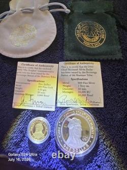 2002 Shawnee Tribe $5 Proof 1/5oz. 9999 Gold Tenskwatawa The Prophet & Silver $