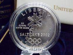 2002 U. S SALT LAKE CITY Olympic Games (2 Coin) Gold & Silver PROOF Set Box & COA