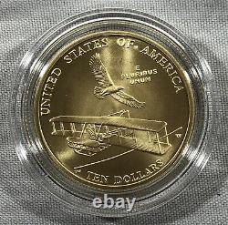 2003 $10 First Flight Uncirculated Gold Commem. With OGP