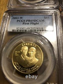 2003 W & P Gold Silver First Flight Wright Broth PCGS PR69DCAM MS69 6 Coin Set