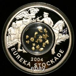 2004 Perth Mint $1 Eureka Stockade Silver Proof 999 Coin, Aus Gold Nuggets BU