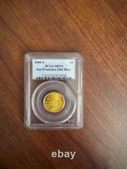 2006-S San Francisco Old Mint $5 Gold Five Dollar Commemorative MS70 PCGS