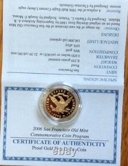 2006 San Francisco Old Mint $5 GOLD Coin BRILLIANT PROOF with BOX & COA #SC3