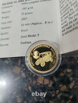 2007 Gold Proof Coin 3.1 Grams. 585 Gold 14k Ford Model T AMERICAN MINT