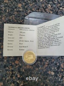 2007 Gold Proof Coin 3.1 Grams. 585 Gold 14k Ford Model T AMERICAN MINT