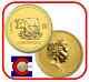2007 Lunar Pig 1/10 Oz $15 Gold Coin, Series I, Perth Mint In Australia