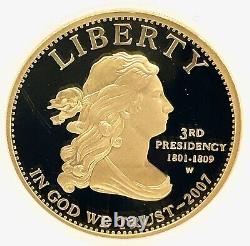 2007 W 1/2oz Thomas Jefferson First Spouse $10 Gold Coin Original Mint Packaging