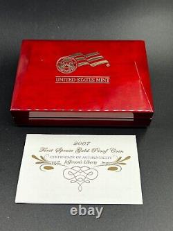 2007 W 1/2oz Thomas Jefferson First Spouse $10 Gold Coin Original Mint Packaging