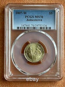 2007 W $5 Gold Jamestown 400th Anniversary Coin PCGS 70 MS70 Commemorative NICE