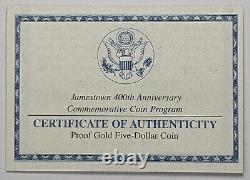 2007 W $5 Jamestown 400th Anniversary Gold Proof Coin