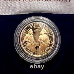 2007- W Jamestown 400th Anniversary Commemorative $5 Gold Proof Coin withCOA OGP