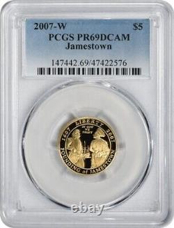 2007-W Jamestown $5 Gold Five Dollar Proof Commemorative PR69DCAM PCGS Deep Cam