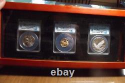 2008 Commemorative Bald Eagle 3 Coin Set ANACS PF70 in Box