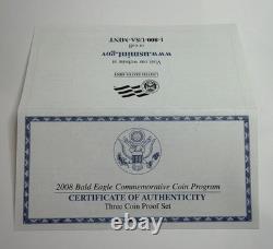 2008 US Mint Bald Eagle $5 Gold Silver Proof Commemorative Bullion 3Coin Lot Set