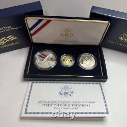 2008 US Mint Bald Eagle $5 Gold Silver Proof Commemorative Bullion 3Coin Lot Set