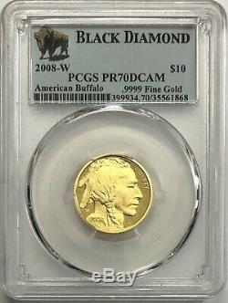 2008-W $10 1/4-oz Gold Buffalo Coin PCGS PR70DCAM