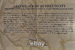 2008 W $5 American Gold Buffalo Unc. 9999 With Box & Coa 24k Item # Tat