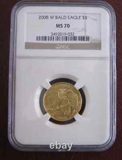 2008-W $5 NGC MS70 Bald Eagle mint state gold commemorative coin