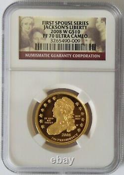 2008 W Jackson Liberty Proof First Spouse Gold Coin Ngc Pf70