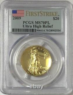 2009 $20 Gold Ultra High Relief PCGS MS-70 PL First Strike