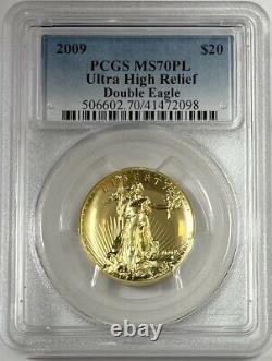 2009 $20 Ultra High Relief PCGS MS70PL 1oz Proof Like Gold Double Eagle Coin