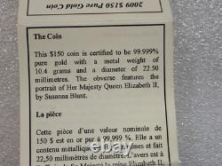 2009 Canada $150 Dollars 99.999 Gold Coin Blessings of Wealth OGP RARE
