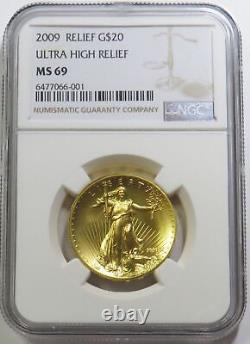 2009 Gold $20 Ultra High Relief Uhr 1 Oz Coin Ngc Mint State 69