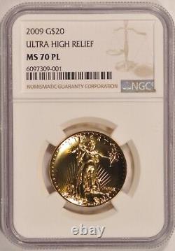 2009 UHR NGC MS70PL $20 Ultra High Relief Gold Coin