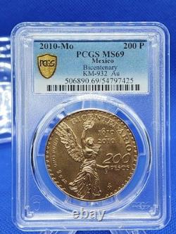 2010-Mo Mexico Gold 200 Pesos Bicentenary Commemorative PCGS MS69 KM-932 Coin