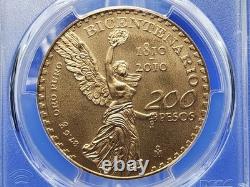 2010-Mo Mexico Gold 200 Pesos Bicentenary Commemorative PCGS MS69 KM-932 Coin