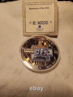 2010 One Hundred Dollar Banknote Commemorative Coin. 50MM, 54 Grams, layered in