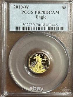 2010 W GOLD $5 AMERICAN EAGLE PCGS PR70 RARE 1/10th oz