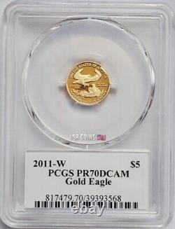 2011-W $5 AMERICAN EAGLE PR70DCAM Ronald Sanders Label 1/10 Oz GOLD Proof Coin