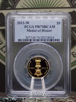 2011 W $5 PROOF Commemorative MEDAL of HONOR Gold PCGS PR70 DCAM #924 ECC&C