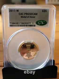 2011 W CAC Graded Medal of Honor Commemorative Coin $5 Gold Proof Coin With OPG