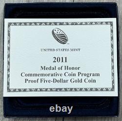 2011 W Medal of Honor Commemorative Coin Program $5 Dollar Gold Proof Coin WithOGP