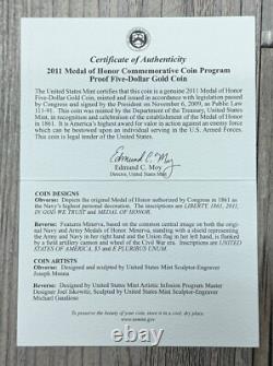 2011 W Medal of Honor Commemorative Coin Program $5 Dollar Gold Proof Coin WithOGP