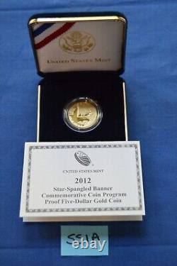 2012 W Star Bangled Banner $5 Gold Proof Coin SS1A