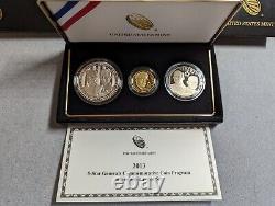 2013 5-Star General's Commemorative 3 Coin Proof Set $5 GOLD $1 SILVER 50C Clad