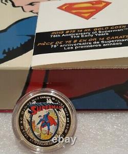 2013 $75 Superman 14kt Gold Coin Canada 75th Anniversary Superman Early Years