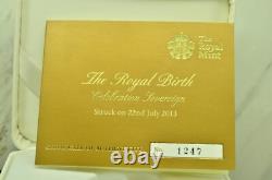 2013 Great Britain Gold Sovereign 91.67% Gold Royal Birth Commemorative Box COA
