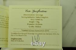 2013 Great Britain Gold Sovereign 91.67% Gold Royal Birth Commemorative Box COA