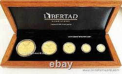 2013 Mexico Mexican Libertad 5 Coin Proof Gold Set Box & COA Banco de Mexico