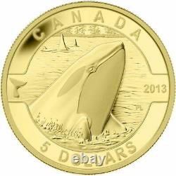 2013 O Canada Complete 5 Coin $5 1/10 Oz Gold Proof Set Wolf Orca in Wood Case