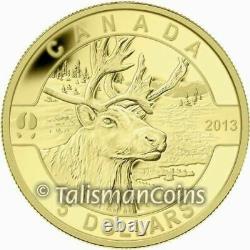2013 O Canada Complete 5 Coin $5 1/10 Oz Gold Proof Set Wolf Orca in Wood Case