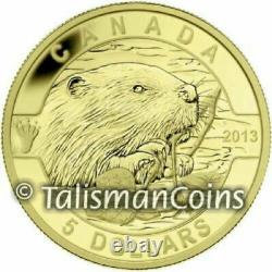 2013 O Canada Complete 5 Coin $5 1/10 Oz Gold Proof Set Wolf Orca in Wood Case