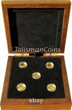 2013 O Canada Complete 5 Coin $5 1/10 Oz Gold Proof Set Wolf Orca in Wood Case