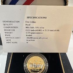 2013-W $5 Five Dollar 5-Star Generals Proof Commem Gold Coin with COA