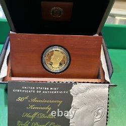 2014 50th Anniversary Kennedy Half Dollar 24K GOLD PROOF Coin